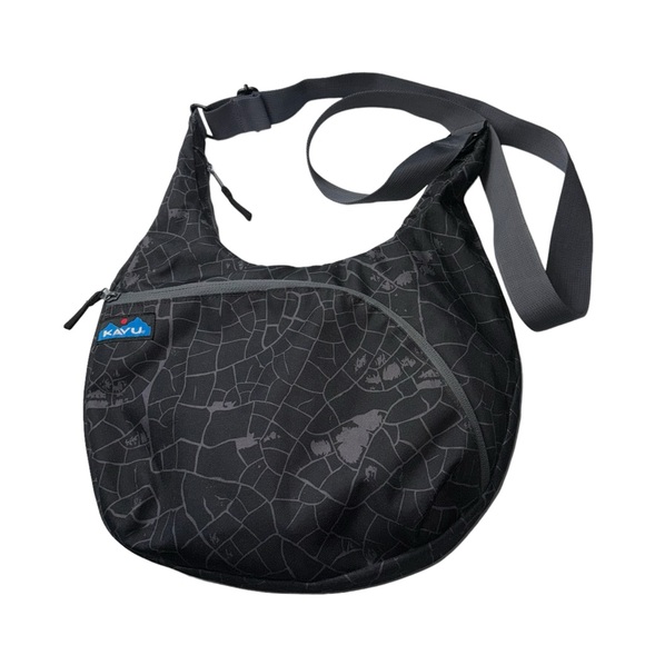 Kavu Handbags - KAVU Crossbody Bag Organizer 5 Pockets Hiking Outdoors Black Gray Patterned